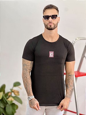 Camiseta Longline Masculina Suede Preta Box KJ