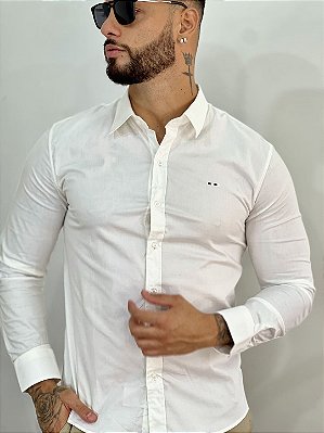 Camisa Social Masculina Manga Longa Branca Colors Italy