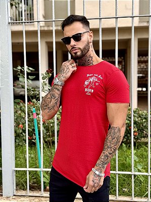 Camiseta Longline Masculina Vermelha Hope #