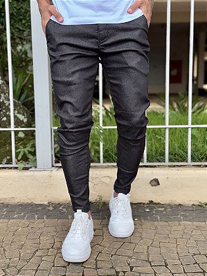 Calça Alfaiataria Masculina Super Skinny Textura Jeans Premium