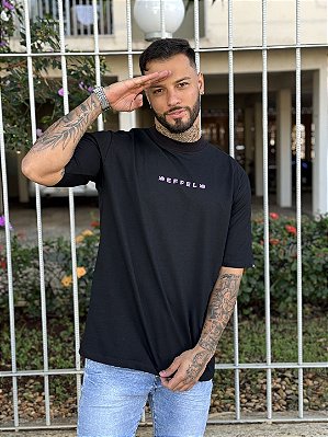 Camiseta Oversized Masculina Preta Estampa Básica