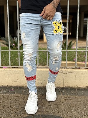 Calça Jeans Masculina Super Skinny Clara X Amarelo