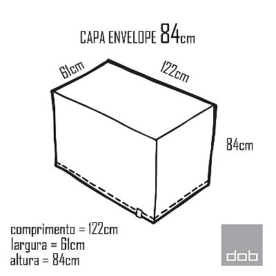 Capa para mesa dobrável Envelope preta - 122x61x84cm