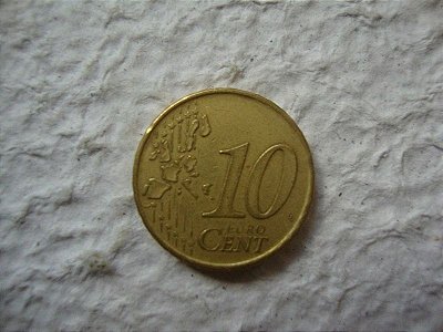 Moeda de dez euros cêntimos achada na rua.