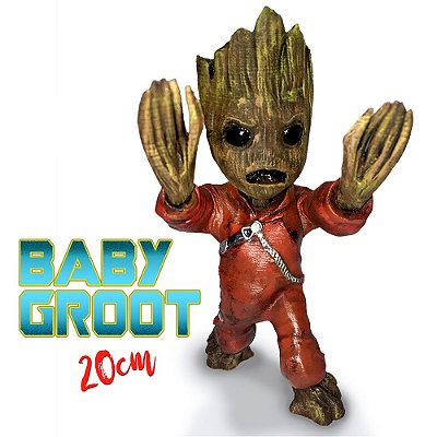 Baby Groot Atacando e com Roupinha (20 cm) Feito em Impressão 3D