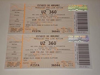 Ingresso GRANDE - 20x6 cm. ENTREGA EM 48hs