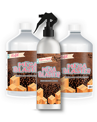 CAFÉ - Combo Mega Blaster 2 REFIL 500 ml + 1 MEGA BLASTER 250 ml Perfume para Caixa e Embalagens - Perfume para Papel