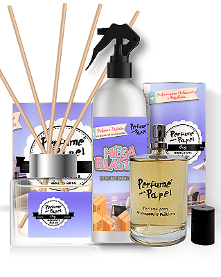 PAZ - COMBO COMPLETO - Perfume para Artesanato e Papelaria 100 ml + Mega Blaster 250 ml + Difusor de Varetas 250 ml - Perfume para Papel
