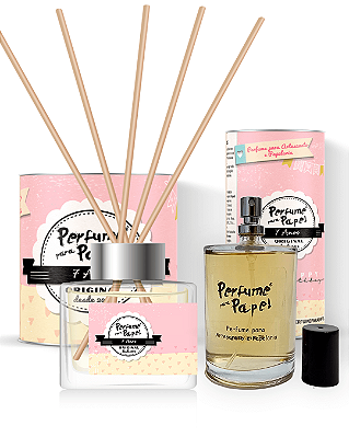 7 ANOS - COMBO PERFEITO - Perfume para Artesanato e Papelaria 100 ml + Difusor de Varetas 250 ml - Perfume para Papel