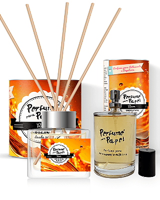RUM - COMBO PERFEITO - Perfume para Artesanato e Papelaria 100 ml + Difusor de Varetas 250 ml - Perfume para Papel