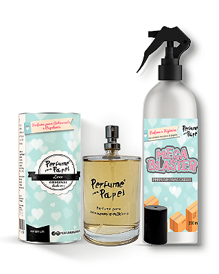 LOVE - COMBO INTELIGENTE - Perfume para Artesanato e Papelaria 100 ml + Mega Blaster 250 ml - Perfume para Papel