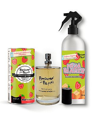 MORANGUINHO - COMBO INTELIGENTE - Perfume para Artesanato e Papelaria 100 ml + Mega Blaster 250 ml - Perfume para Papel