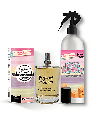 PURO AMOR - COMBO INTELIGENTE - Perfume para Artesanato e Papelaria 100 ml + Mega Blaster 250 ml - Perfume para Papel
