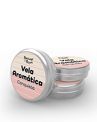 CONQUISTA - 3 MINI VELA Aromática na latinha (3 unidades) - Perfume para Papel