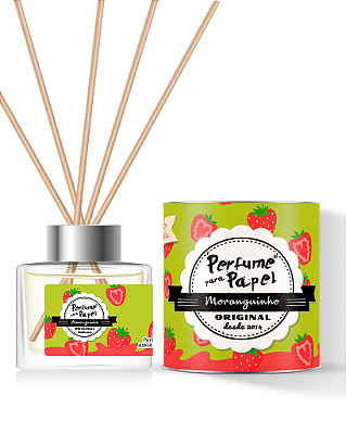 MORANGUINHO - DIFUSOR DE VARETAS Aromatizador para Ambientes 250 ml - Perfume para Papel