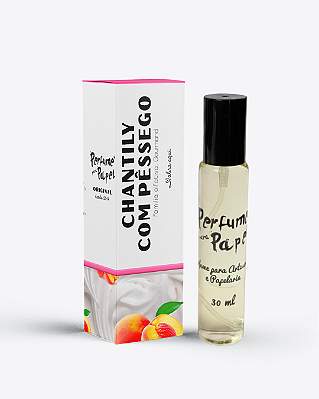 CHANTILY COM PÊSSEGO 30 ml - Perfume para Artesanato e Papelaria - Perfume para Papel