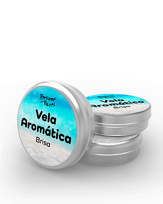 BRISA - 50 Mini vela latinha 20g com caixa de presente (Personalizavel) - Perfume para Papel