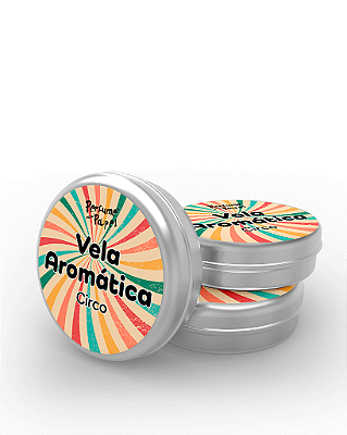 CIRCO - 50 Mini vela latinha 20g com caixa de presente (Personalizavel) - Perfume para Papel
