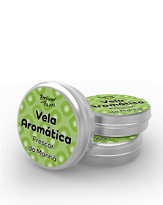 FRESCOR DA MANHÃ - 50 Mini vela latinha 20g com caixa de presente (Personalizavel) - Perfume para Papel