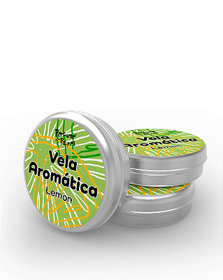 LEMON - 50 Mini vela latinha 20g com caixa de presente (Personalizavel) - Perfume para Papel