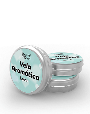 LOVE - 50 Mini vela latinha 20g com caixa de presente (Personalizavel) - Perfume para Papel