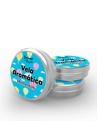 MOMENTOS - 50 Mini vela latinha 20g com caixa de presente (Personalizavel) - Perfume para Papel