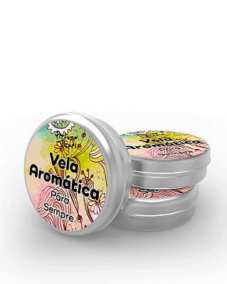 PARA SEMPRE - 50 Mini vela latinha 20g com caixa de presente (Personalizavel) - Perfume para Papel