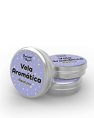 REALIZAR - 50 Mini vela latinha 20g com caixa de presente (Personalizavel) - Perfume para Papel