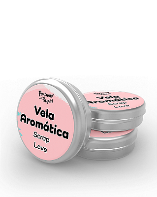 SCRAP LOVE - 50 Mini vela latinha 20g com caixa de presente (Personalizavel) - Perfume para Papel