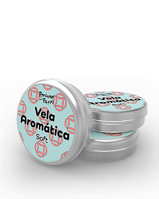 SOFT - 50 Mini vela latinha 20g com caixa de presente (Personalizavel) - Perfume para Papel