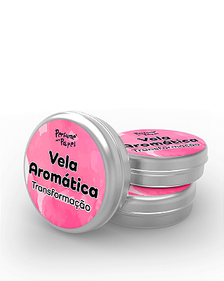 TRANSFORMAÇÃO - 50 Mini vela latinha 20g com caixa de presente (Personalizavel) - Perfume para Papel