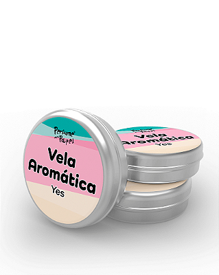 YES - 50 Mini vela latinha 20g com caixa de presente (Personalizavel) - Perfume para Papel