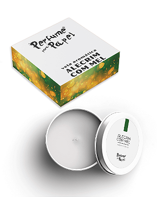 ALECRIM COM MEL - 50 Mini vela latinha 20g com caixa de presente (Personalizavel) - Perfume para Papel