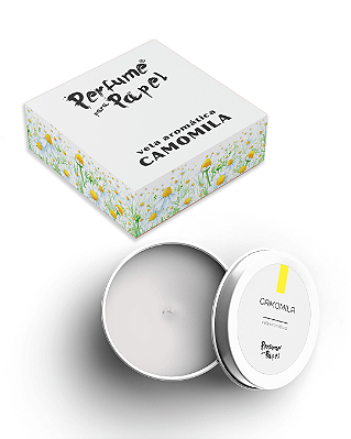 CAMOMILA - 50 Mini vela latinha 20g com caixa de presente (Personalizavel) - Perfume para Papel
