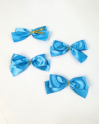 AZUL TURQUESA - Cartela Laço Prático Cetim Premium - Tam: P (10 unidades) | Sonho a Dois