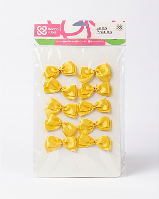 Laço Pronto Cetim AMARELO P 10un Presente Embalagem