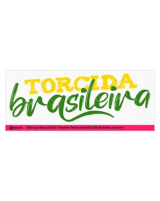 Transfer Termocolante DTF Barrado 27x11cm Vai, Brasil!