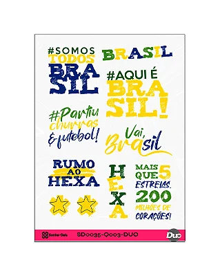 Transfer Termocolante DTF Cartela 13x18cm Vai, Brasil!