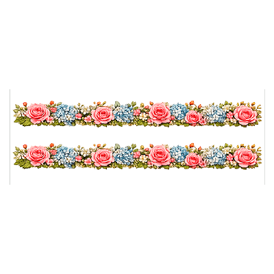 Transfer Termocolante DTF Barrado 27x11cm Floral