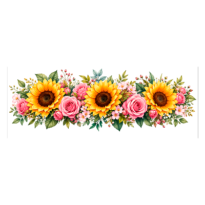 Transfer Termocolante DTF Barrado 27x11cm Floral