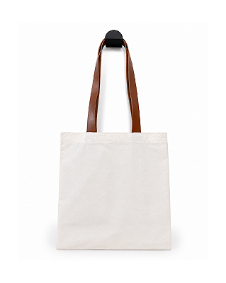 Ecobag Sacolas Ecológicas c/ alça de couro sintético 30x40 cm (LxA) 100% Algodão Cru Lisa