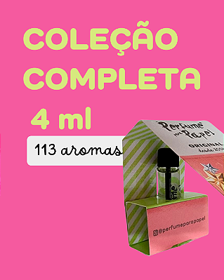 AMOSTRA 4 ml COLEÇÃO COMPLETA com 113 aromas - Perfume para Artesanato e Papelaria - Perfume para Papel