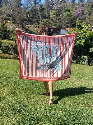 Canga Pareô Estampa Sardinha Dani Lima 140x147