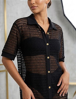 Chemise Saída de Praia Arrastão Preto
