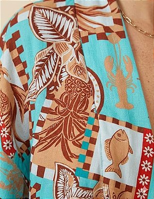 Kimono Amplo Estampa Sol em Viscose