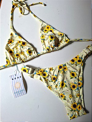 Biquíni Cortininha com Tanga Marquinha Floral