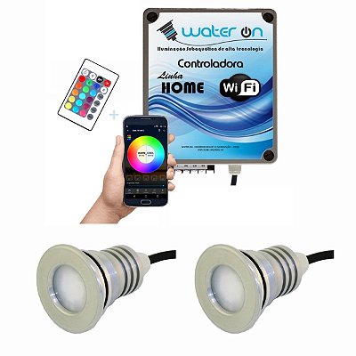 Kit Iluminação Piscina 2 Refletores 12w Led + Controle Wifi SMART