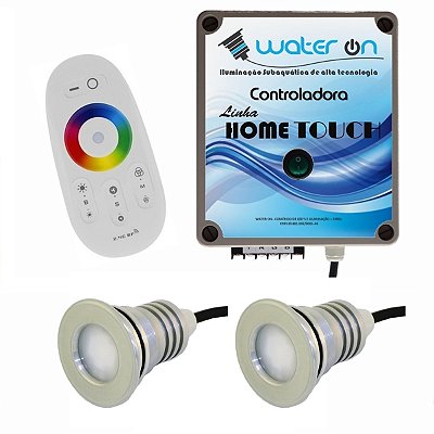 Kit Iluminação Piscina 2 Refletores 12w Led + Controle Touch