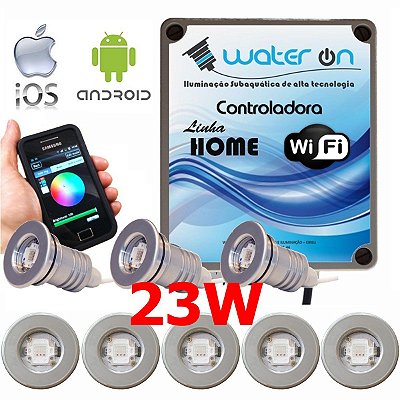 Kit Iluminação Piscina 8 Refletores 23w Led + Controle Wifi SMART