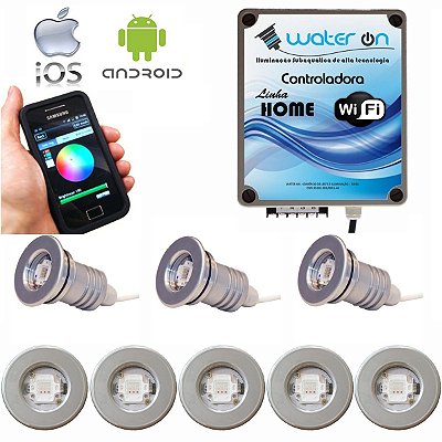 Kit Iluminação Piscina 8 Refletores 12w Led + Controle Wifi SMART